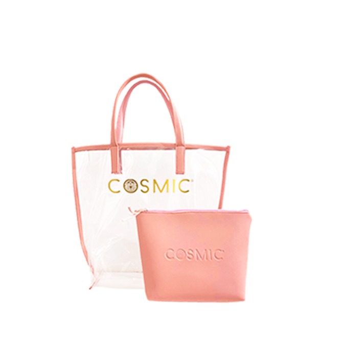 Sac de plage transparent avec pochette - Rose